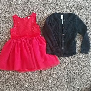 Cat and Jack 18 month dress and cardigan